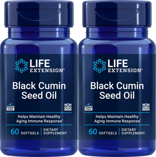 Life Extension Black Cumin Seed Oil bottle with 60 softgels — Pack of 2