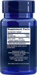 Two Life Extension Black Cumin Seed Oil bottles with 60 softgels each