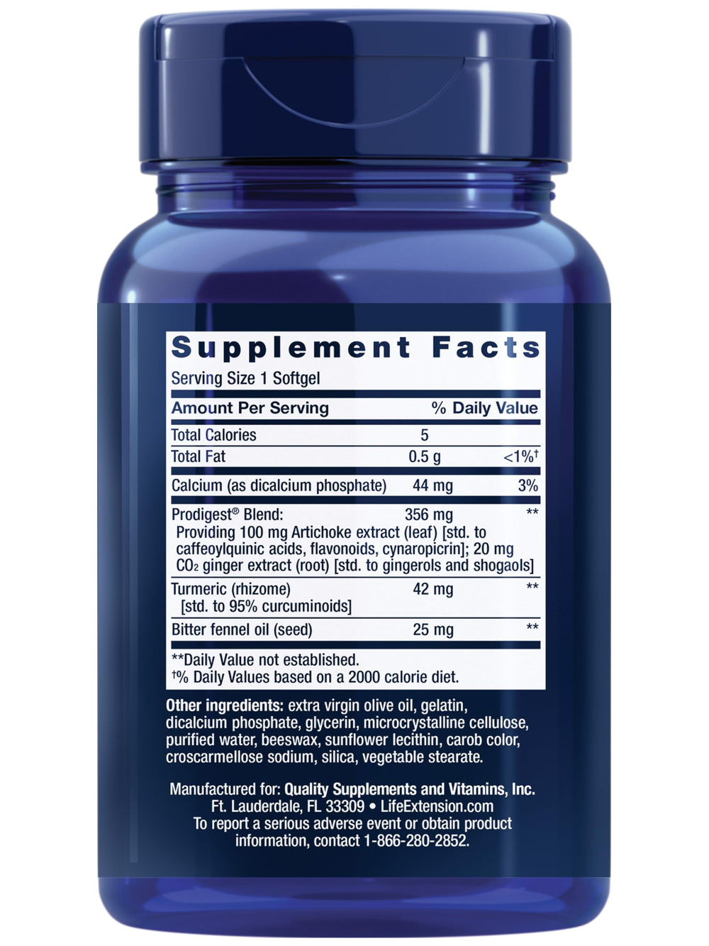 Close-up of Life Extension Bloat Relief bottle