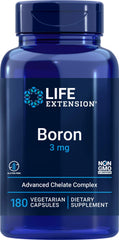 Bottle of Life Extension Boron 3mg 180 Veg Caps label close-up