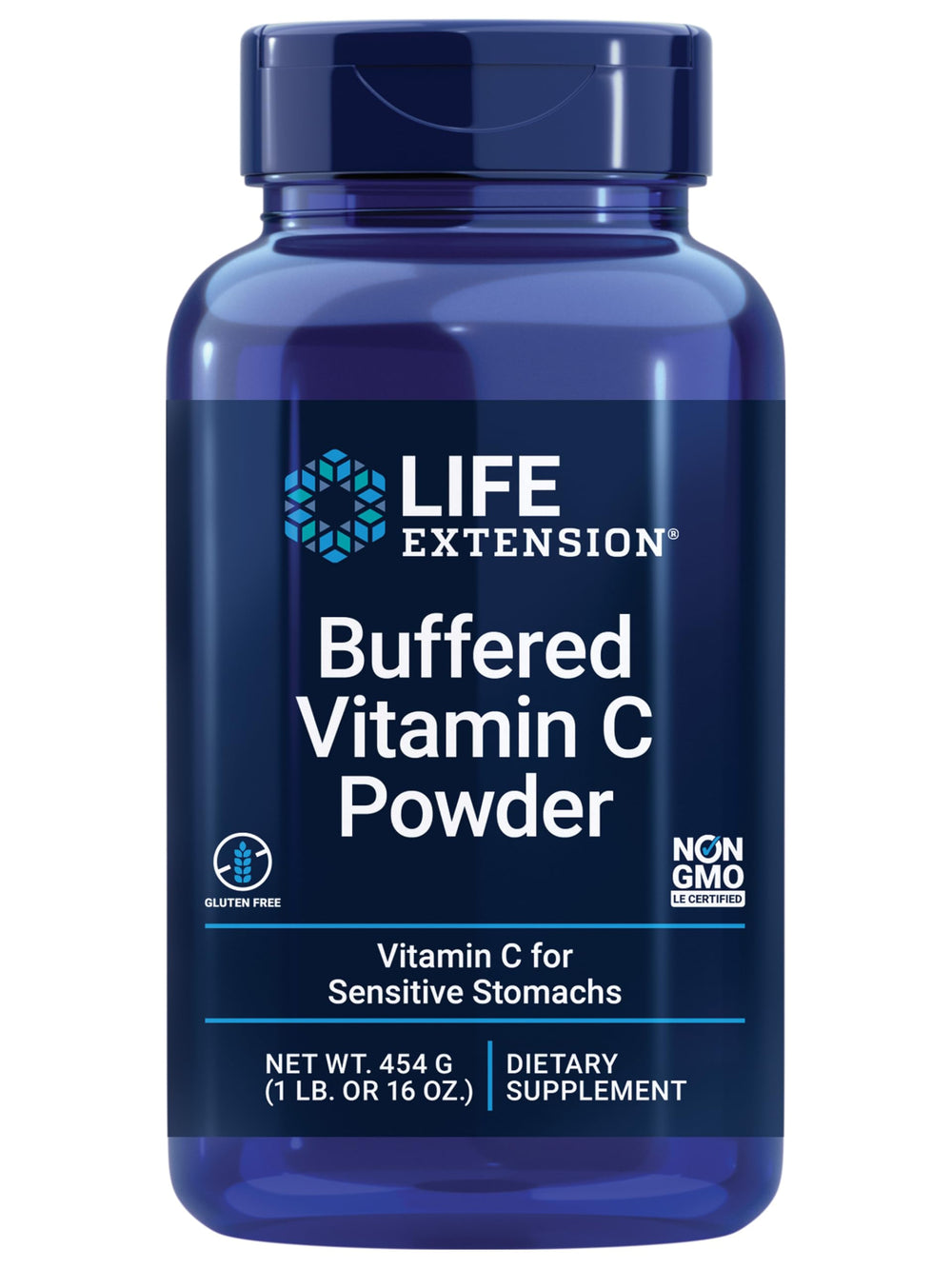 Bottle and scoop of Life Extension Buffered Vitamin C Powder