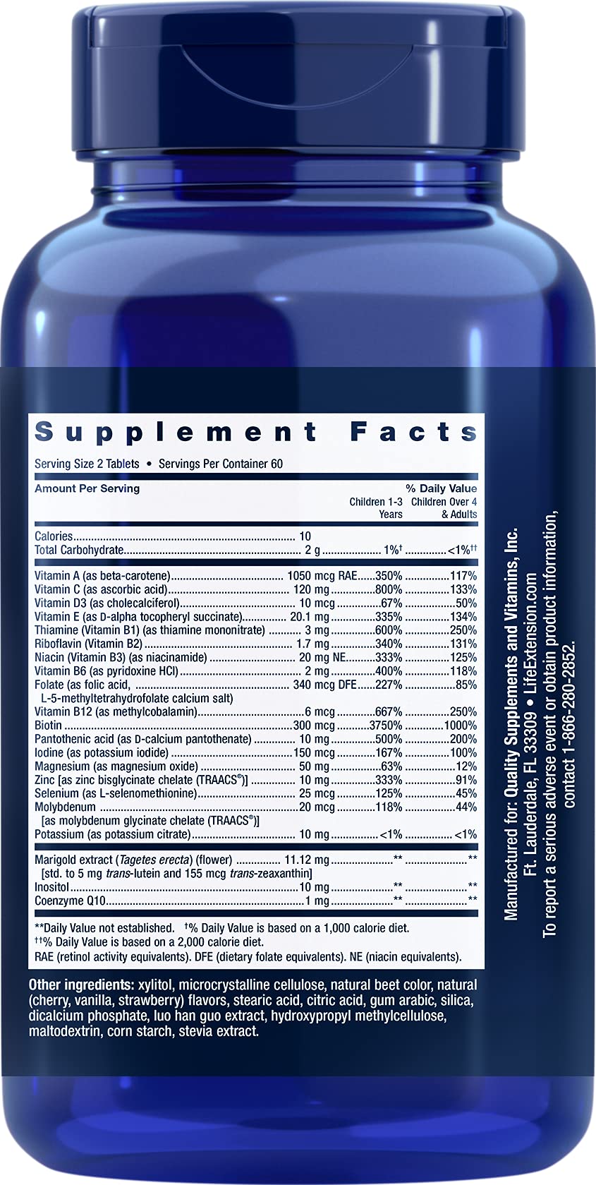 Close-up of a berry flavored chewable tablet