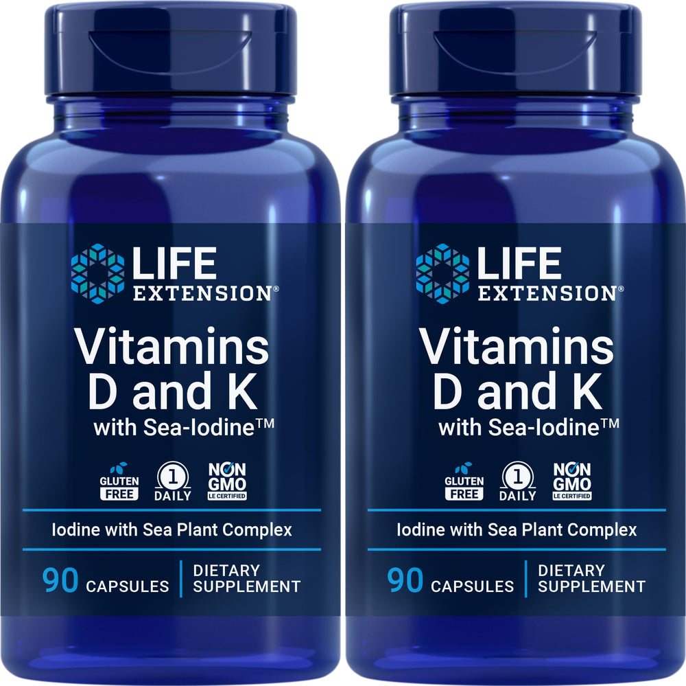 Life Extension D & K with Sea-Iodine – 90 capsules per bottle, pack of 2 – hero image