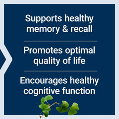 Life Extension Ginkgo Biloba ingredients chart highlights standardized extracts for cognitive care.
