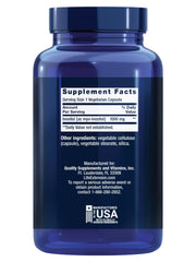 Life Extension Inositol Caps bottle back highlighting gluten-free and non-GMO features