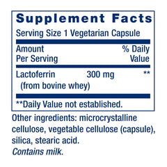 Close-up of Life Extension Lactoferrin Caps capsules ready for daily GI and immune health use.