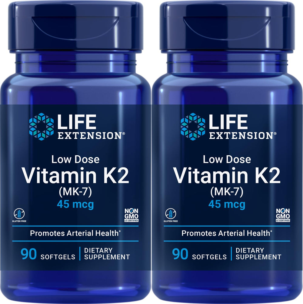 Life Extension Low Dose Vitamin K2 90 Softgels Pack 2 bottle front