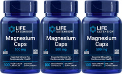 Life Extension Magnesium 500 mg bottle – pack of 3, 100 vegetarian capsules total