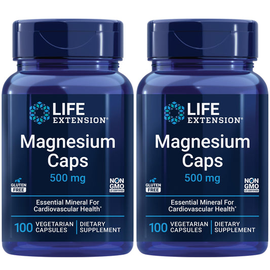 Life Extension Magnesium Caps 500 mg triple magnesium (oxide, citrate, succinate) capsules