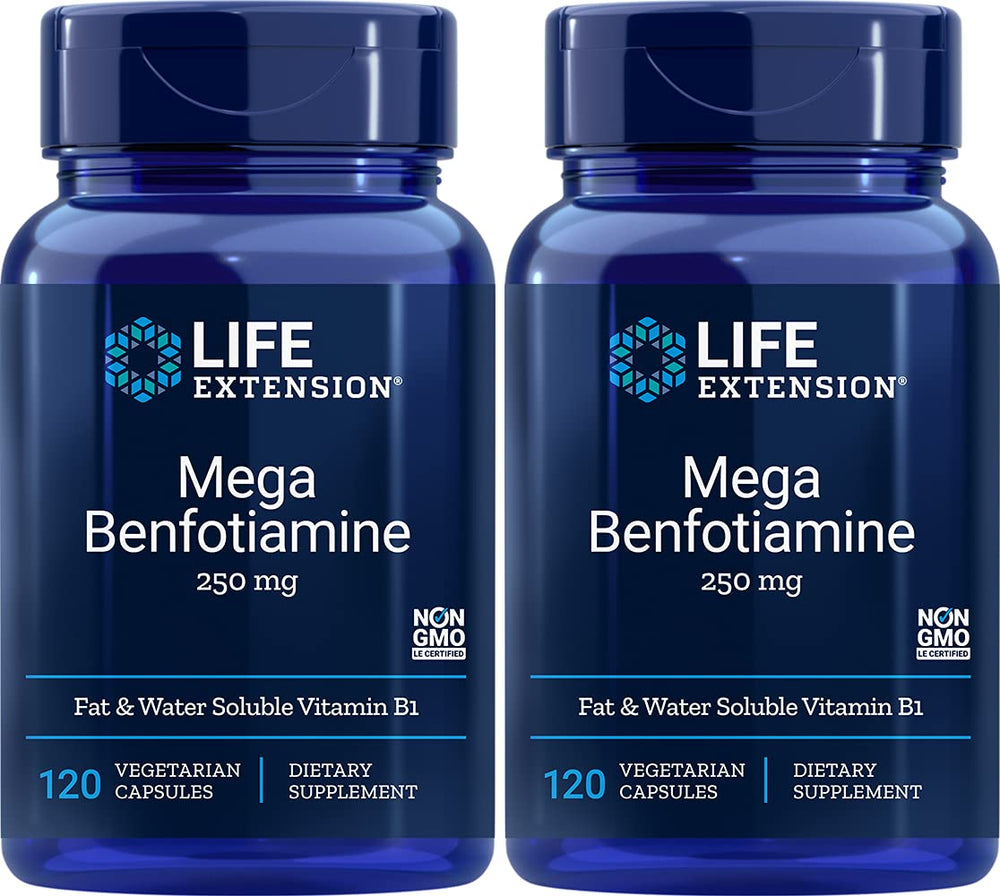 Life Extension Mega Benfotiamine 250 mg – 120 vegetarian capsules per bottle (2 bottles)