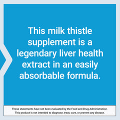 Supplement facts panel showing 760 mg milk thistle and 160 mg silybin-phytosome