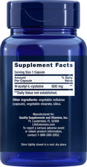NAC 600 mg bottle label close-up