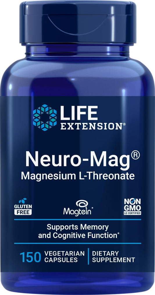 Life Extension Neuro-Mag bottle with Magtein label