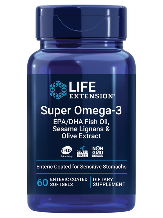 Life Extension Omega-3 EPA/DHA bottle with 60 softgels