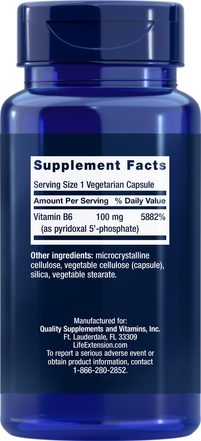 Life Extension P5P 100 mg bottle displayed with label