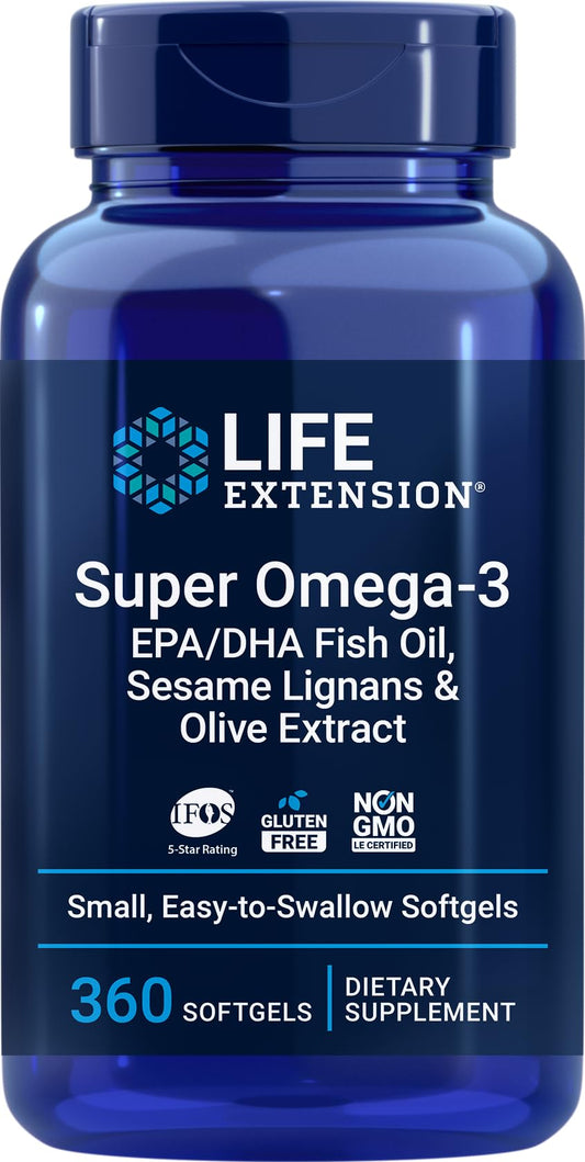 Life Extension Super Omega-3 360 Softgels bottle label