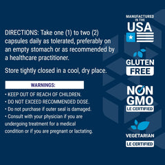 Nutrition facts and ingredients on bottle label