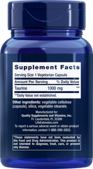 Close-up of Life Extension Taurine bottle and capsules packaging (Pack of 2)