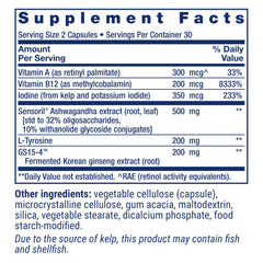 Close-up of bottle cap with supplement details