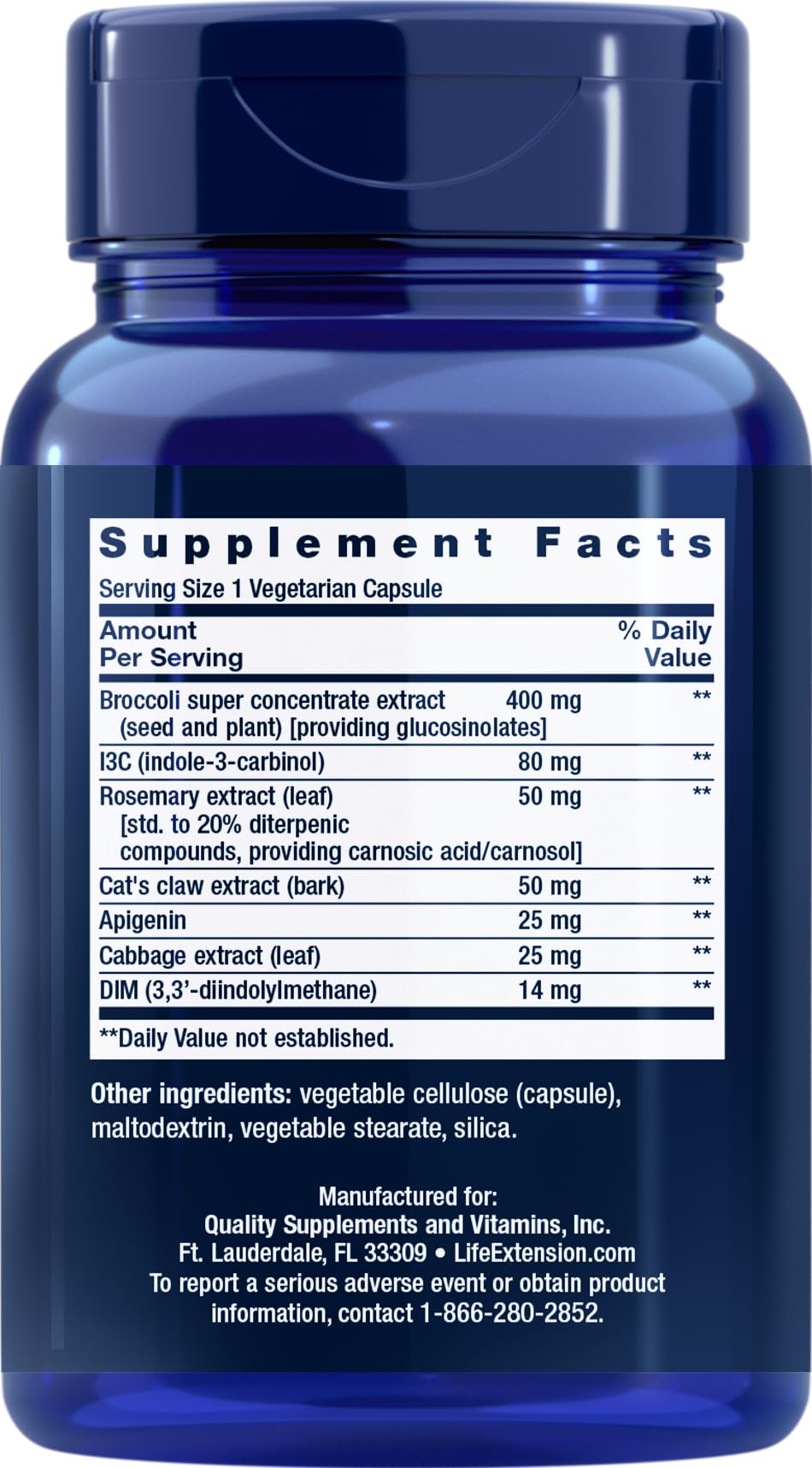 Two Life Extension cruciferous vegetable extract bottles side by side