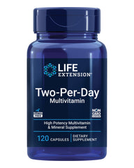 Life Extension Two-Per-Day Multivitamin bottle with 120 capsules (hero image).