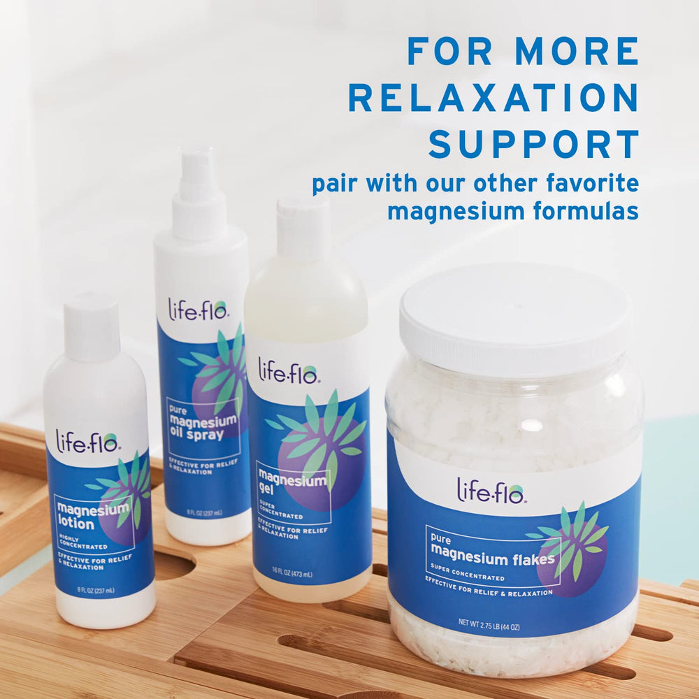 Not tested on animals badge and 60-day guarantee for Life-flo Magnesium Gel