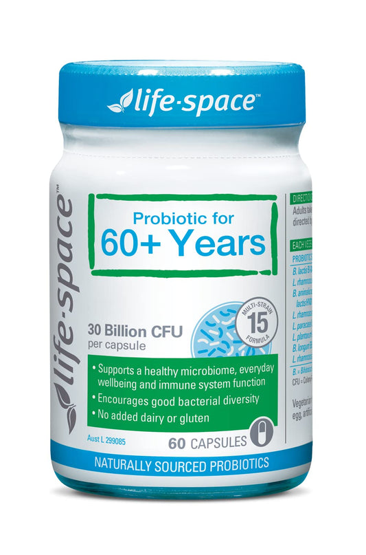 Life Space Probiotic for 60+ Years bottle and packaging