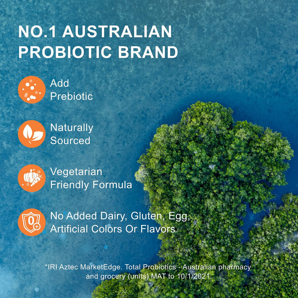 Packaging highlighting clinically studied probiotic strains with alpha-numeric codes