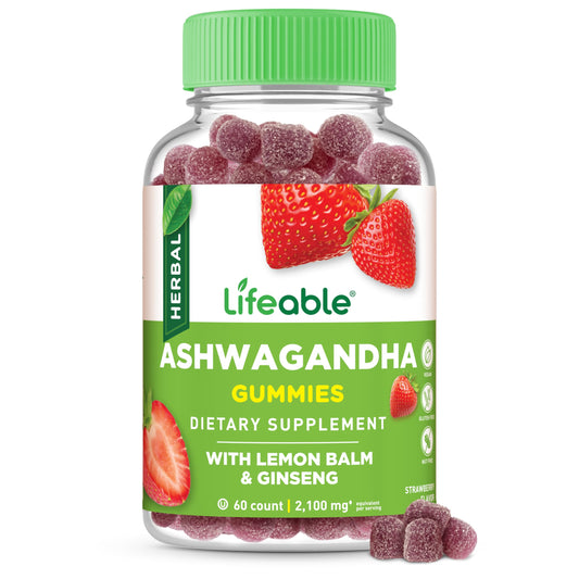 Lifeable Ashwagandha Gummies Lemon Balm Ginseng bottle - 60 count