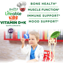 Nutrition facts and ingredients panel for Lifeable D3 K2 Gummies
