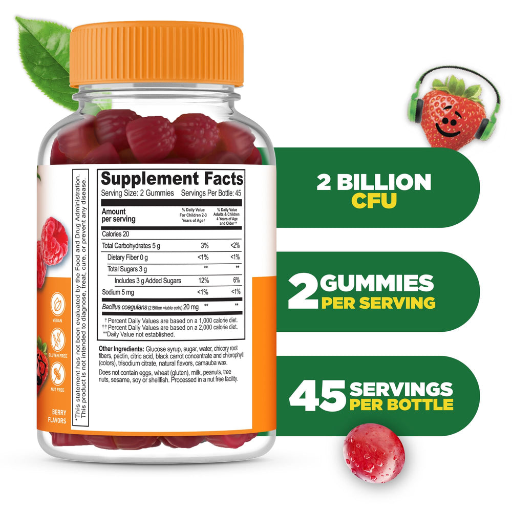 Lifeable Kids Probiotics Gummies ingredients panel