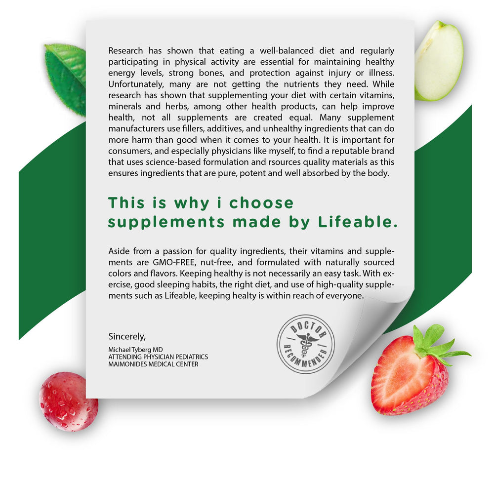 Two gummies per serving visual for Lifeable gummies