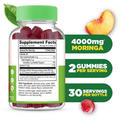 Two moringa gummies showing strawberry flavor