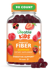 Lifeable Prebiotic Fiber Gummies for Kids bottle front with 90 gummies