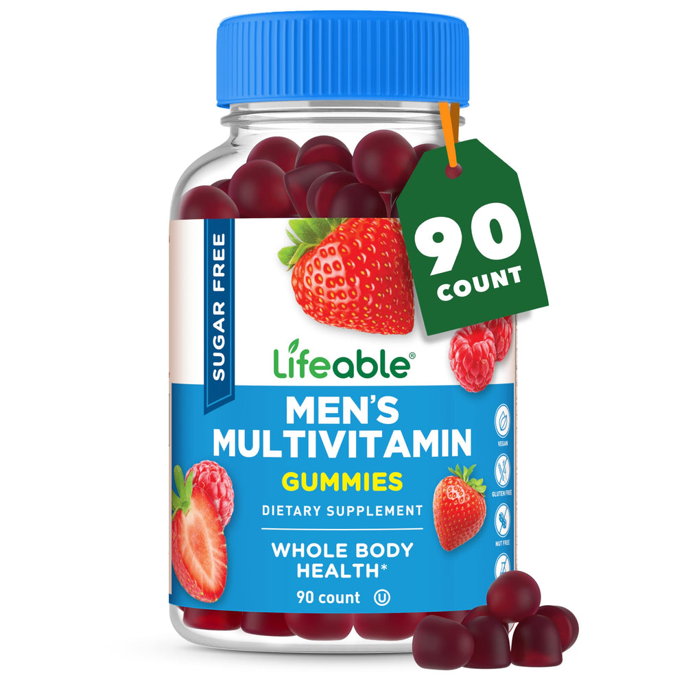 Front of Lifeable Sugar Free Multivitamin for Men Gummies bottle – 90 gummies
