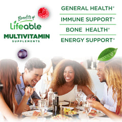 Nutrition facts panel for Lifeable sugar-free men's multivitamin gummies