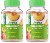Front view of Lifeable Turmeric Curcumin Gummies bottle (pack of 2)