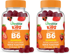 Front packaging of Lifeable Vitamin B6 Gummies for Kids – 60 gummies per bottle, pack of 2