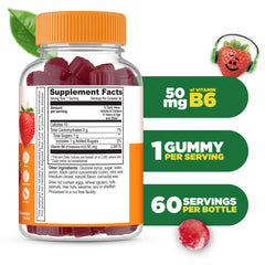 Strawberry-flavored Lifeable Vitamin B6 gummies for kids – close-up