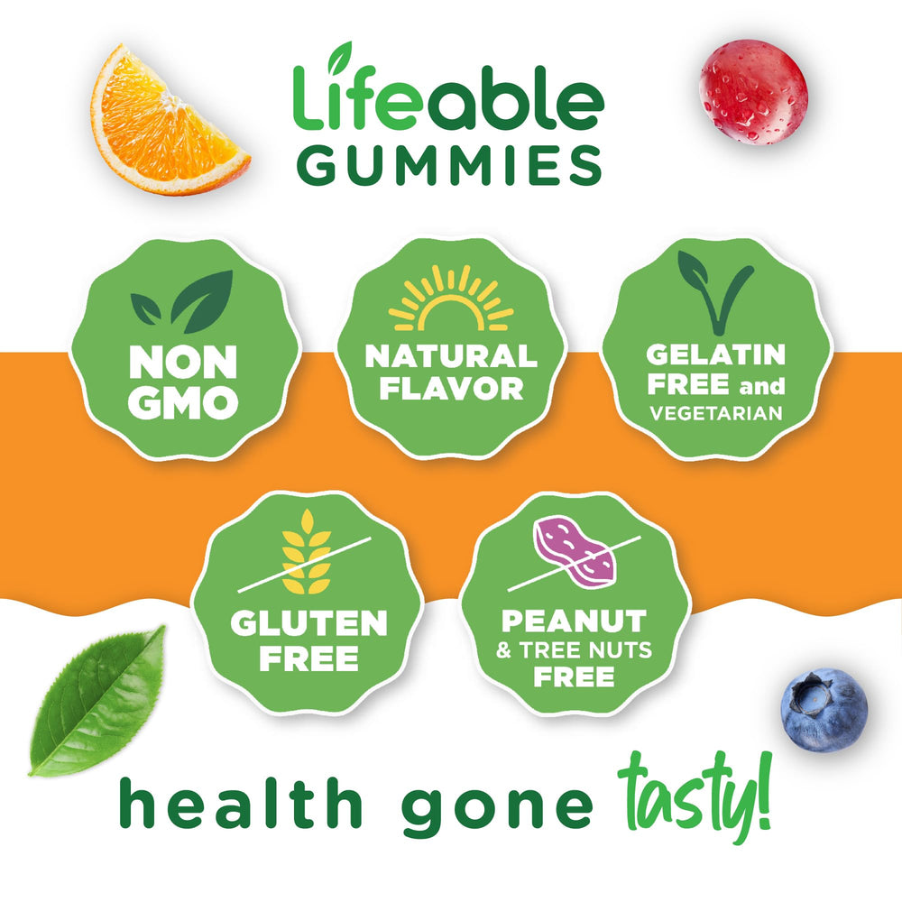 Lifeable gummy bottle highlighting minerals like zinc and iodine