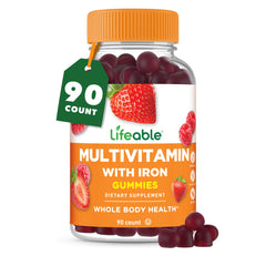 Front view of Lifeable Multivitamin with Iron bottle in Berry flavor
