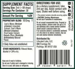 2 oz bottle with 30 servings of Lifecykel Lion's Mane
