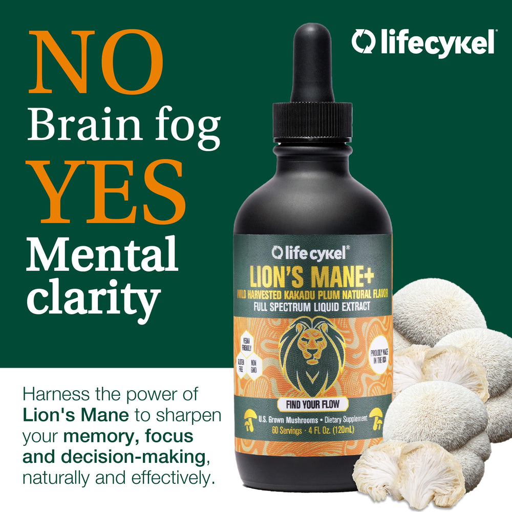 Close-up of double extraction potency in Lifecykel Lion's Mane extract