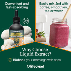 Organic, ethically sourced Lifecykel Lion's Mane drops