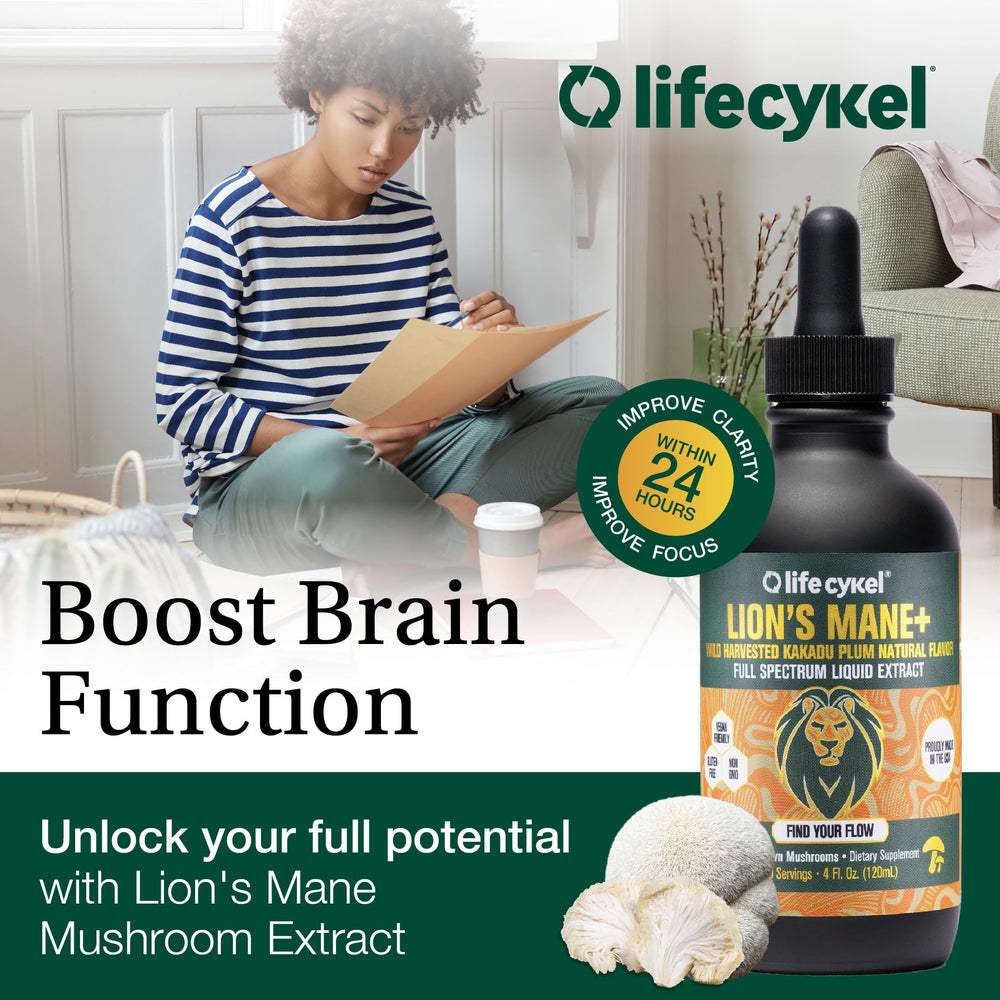 Made in USA Lifecykel Lion's Mane extract bottle