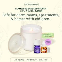 Close-up of Frosted Cream diffuser showing realistic flame effect