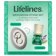 Lifelines grounding stone with packaging and oil bottle