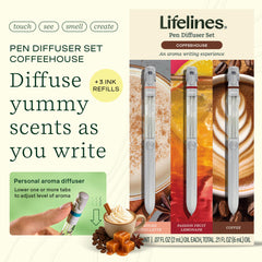 Three Lifelines pens showing aroma diffuser design and comfortable grips
