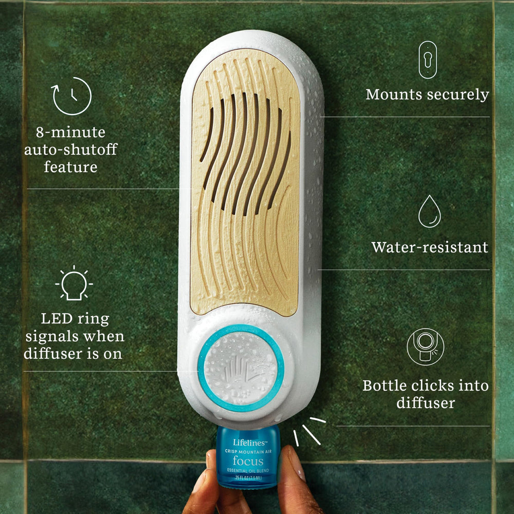 Crisp Mountain Air ClickWick Essential Oil Blend bottle included with diffuser