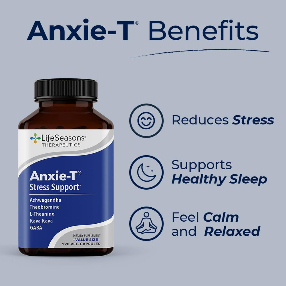LifeSeasons Anxie-T capsules in hand for on-the-go use